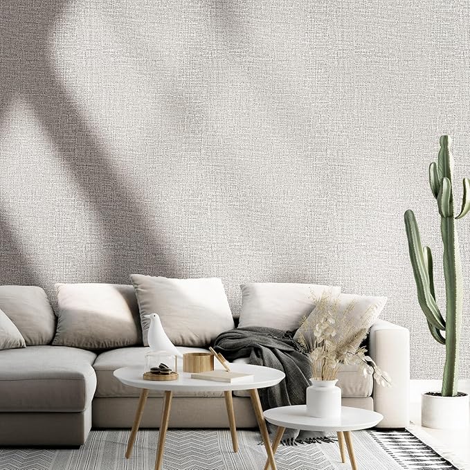 WADILE Grasscloth Peel and Stick Wallpaper 23.6in x 236in, Textured Contact