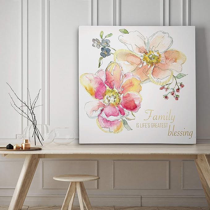 Wexford Home Family Blessing Gallery Wrapped Canvas Wall Art, 24x24, Multicolor