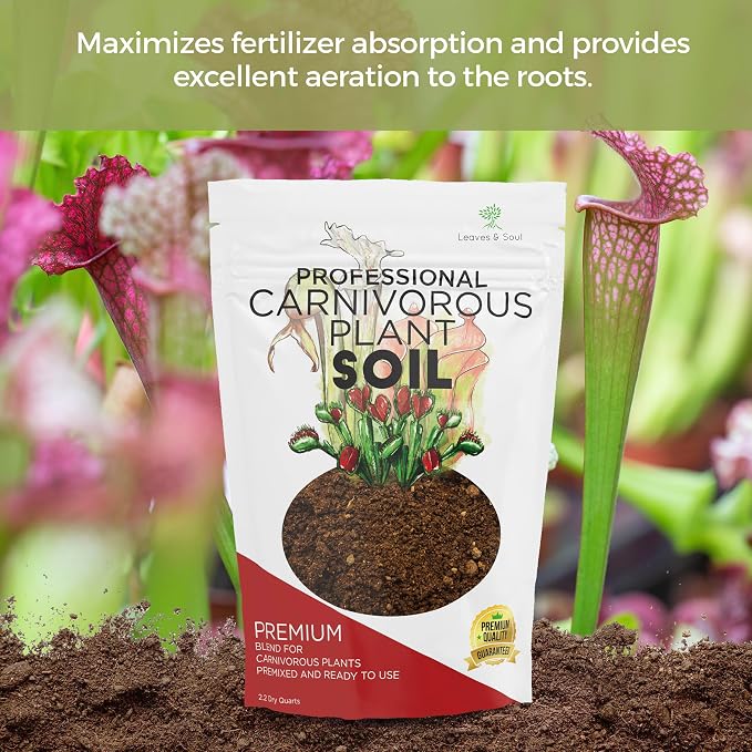 Professional Carnivorous Plant Soil Mix Large 2.2 Quarts Ready to Use, Premium Potting Soil for Venus Flytrap Sundew Pitcher Plant Butterwort, Peat Moss Coco Coir Perlite Blend Made in USA
