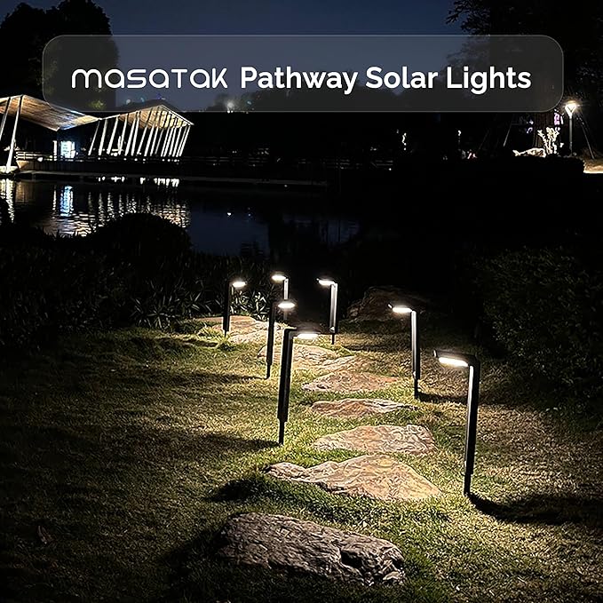 Solar Pathway Lights 2Pack, Waterproof Bright LED Modern Decorative Path Light for All Outdoor uses Backyard, Walkway, Landscape, Driveway, Lawn, Patio, Garden Yard. 2 Brightness Modes (Warm White)