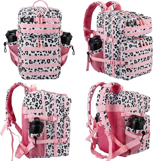 LHI Tactical Backpack - 45L Military Assault Pack with Molle System | Large Rucksack in Pink Leopard