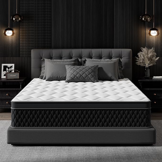10 Inch Twin XL Mattress,Memory Foam Hybrid Mattress in a Box,Individually Pocketed Springs for Isolate Motion, Pressure Relief, CertiPUR-US Certified, Fiberglass Free & Support Comfort