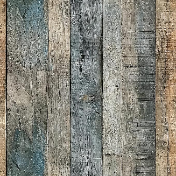 FLFK 16" x 384" Wallpaper Peel and Stick Blue-Gray Wood Contact Paper