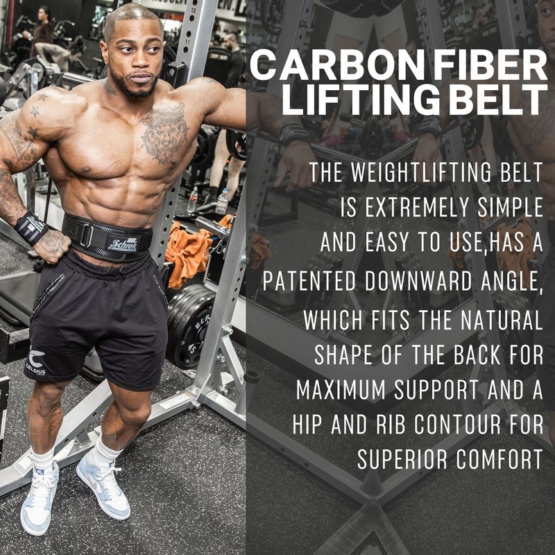 Schiek Sports 3004 Carbon Fiber Lifting Belt - Power Lifting Gym Belts for Lower Back Support