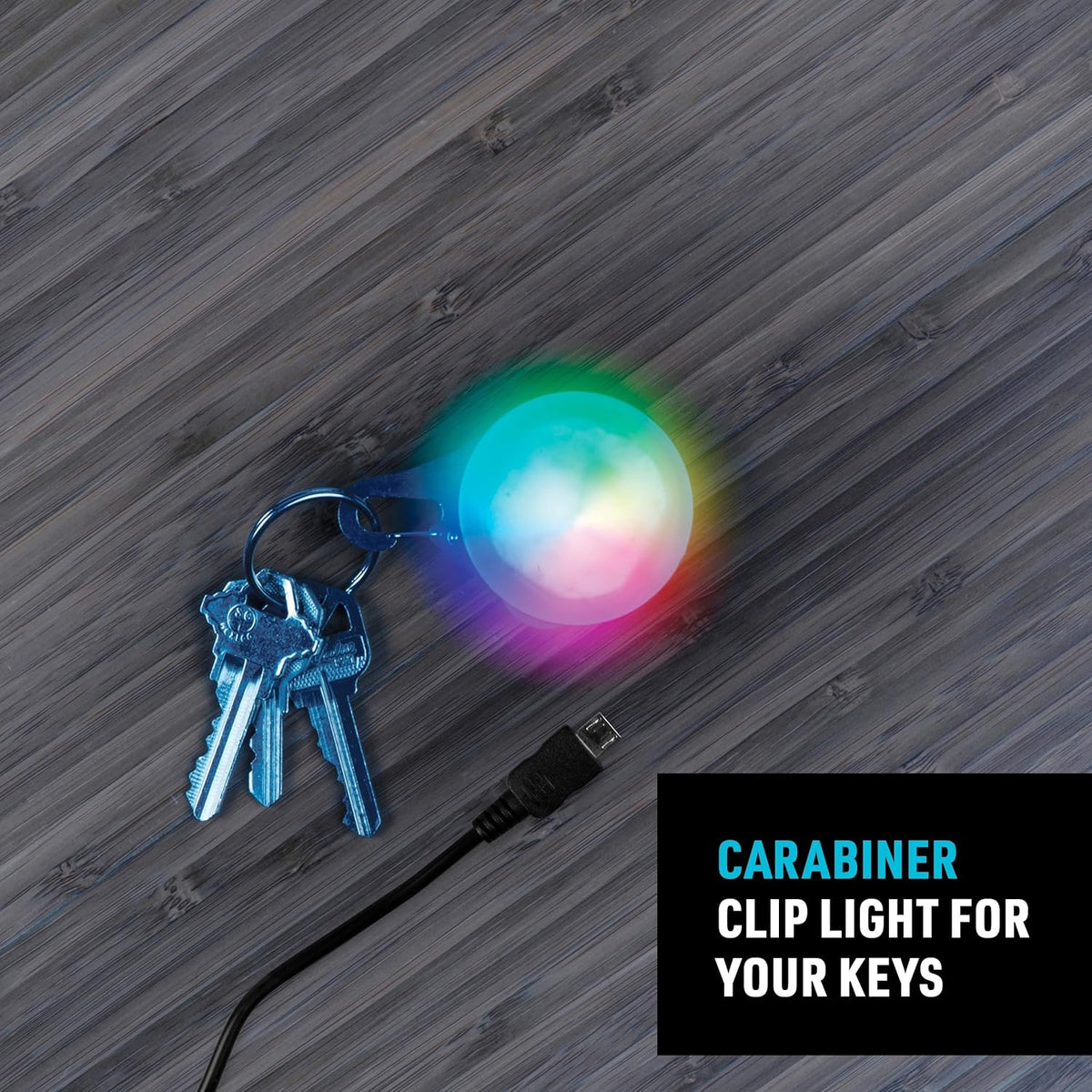 Nite Ize SpotLit XL Rechargeable Carabiner Light - Carabiner Keychain Clip with LED Light - Clip Color-Changing Light for Collars or Keys - Disc-O Select