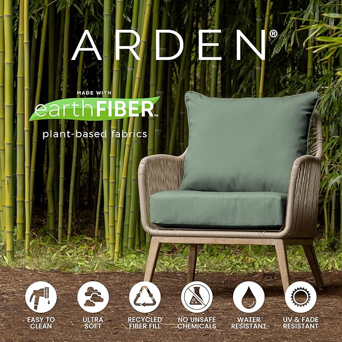 Arden earthFIBER Outdoor Deep Seat Cushion Set (4-Pack), 24 in x 24 in, Weather-Proof, Rain-Proof, Fade Resistant Patio Cushion for Chair, Sofa, and Couch Taupe Grey Boardwalk Stripe