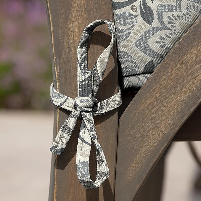 Arden Outdoor Dining Chair Cushion, 21 x 21, Rain-Proof, Fade Resistant 21 x 21, Neutral Aurora Damask