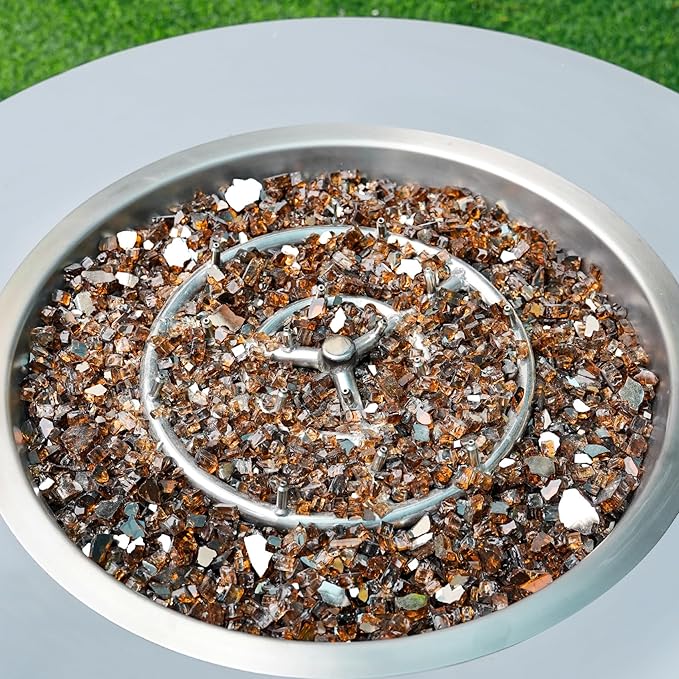 Skyflame 15-Pounds Fire Glass, 1/2-Inch High Luster Copper Reflective Fire Glass for Gas Fireplace, Fire Pit and Landscaping