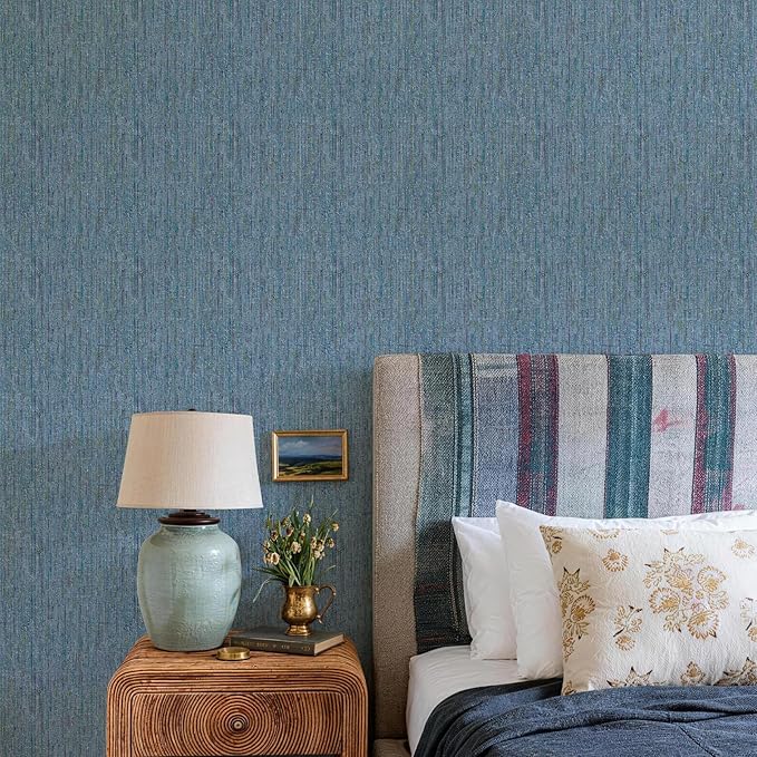 JiffDiff Woven Wallpaper Peel and Stick 17.3" x 120" Colorful Paint Grasscloth