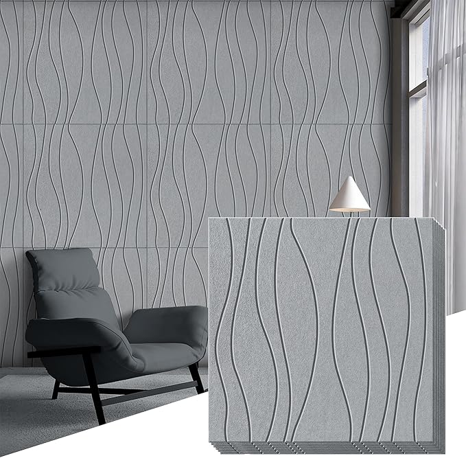 6 PCS Acoustic Panels, 23.6x23.6'' Self-Adhesive Soundproof Wall Panels