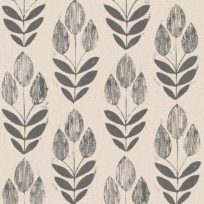 NuWallpaper Folk Tulip Peel and Stick Wallpaper, Textured Removable Wallpaper