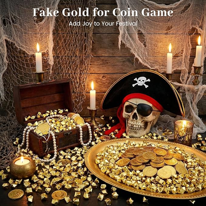 DomeStar 150PCS Gold Acrylic Ice Rocks – Faux Gems Nuggets Vase Fillers Pot of Gold, Glitter Party Decorations, DIY Crafts & Table Scatter