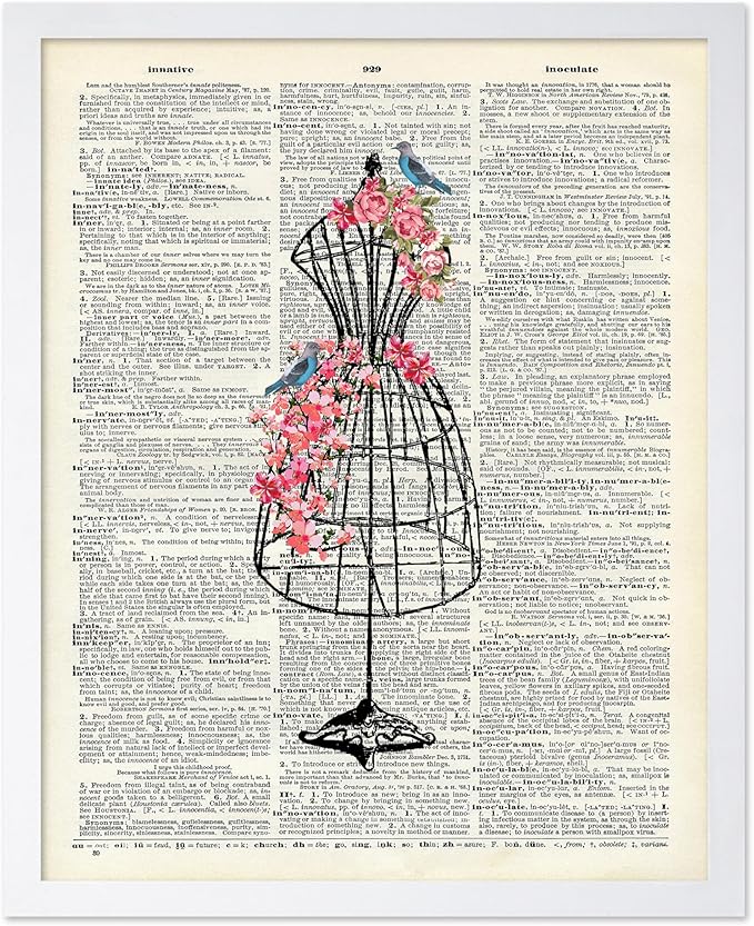 Poster Master Dictionary Art Poster - Mannequin Print - Sewing Art - Flower Art - Fashion Art - Gift for Men, Women & Dressmaker - Chic Decor for Living Room, Dorm or Office, 11x14 White Framed