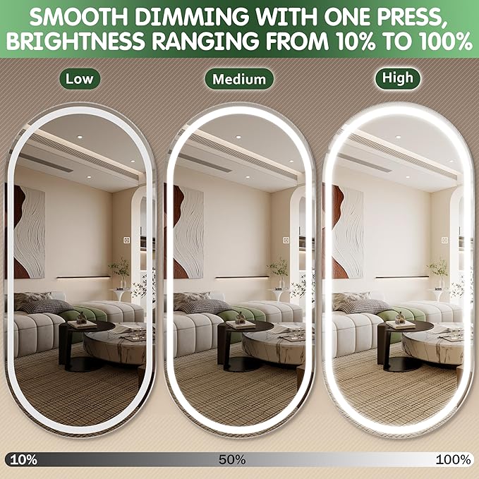 FENNIO Full Length Mirror with Lights, Wall Mounted Hanging Mirror with Lights