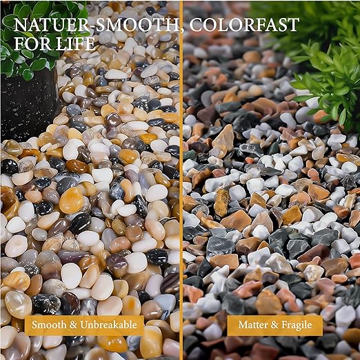 18lb Mix River Rocks for Plants, 1-3 Inch Pebbles for Indoor Plants, Polished Garden Rocks Outdoor Landscaping, Decorative Stones for Vases, Succulents, Aquarium, Walkways