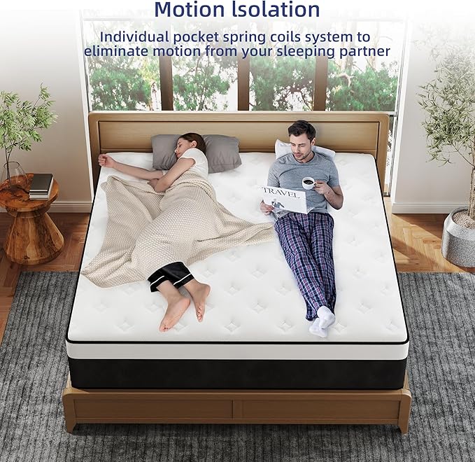Twin Mattress, 14 Inch Twin Hybrid Mattress in a Box with Memory Foam, Medium Firm, Euro Top, Reinforced Edge Support, Pressure Relief & Motion Isolation, CertiPUR-US Certified