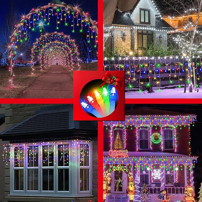 670 LED 66FT Christmas Lights with 148 Drops, 12 Modes Dimmable Multicolor Outdoor Hanging Lights with Timer Memory, Waterproof Curtain Lights for Home Bedroom Indoor Tree Window Roof Fence Wedding