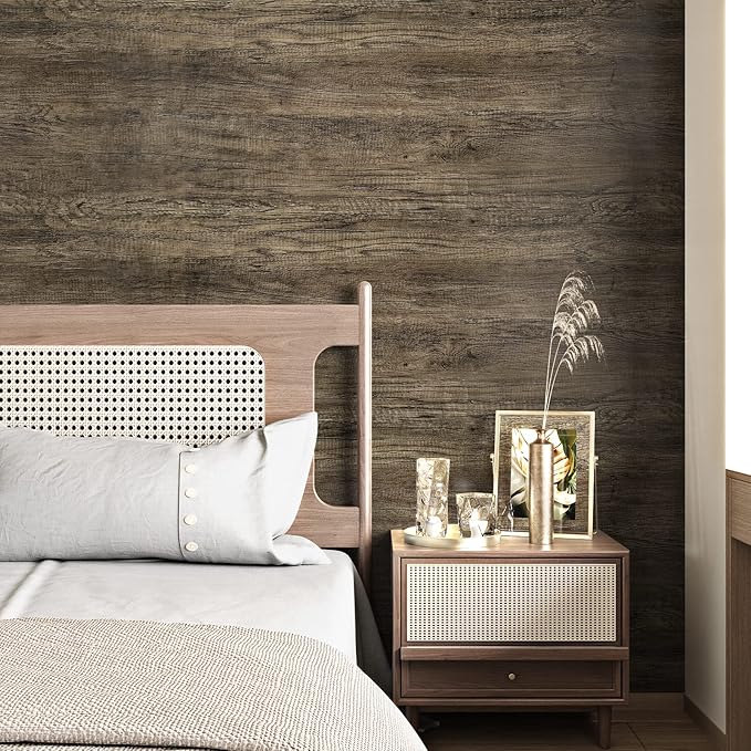 WESTICK Brown Wood Peel and Stick Countertop Wallpaper Waterproof Wood Contact