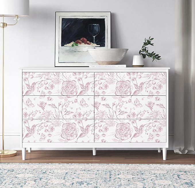 Yasinet Pink Floral Wallpaper Boho Peel and Stick Wallpaper Pink and White