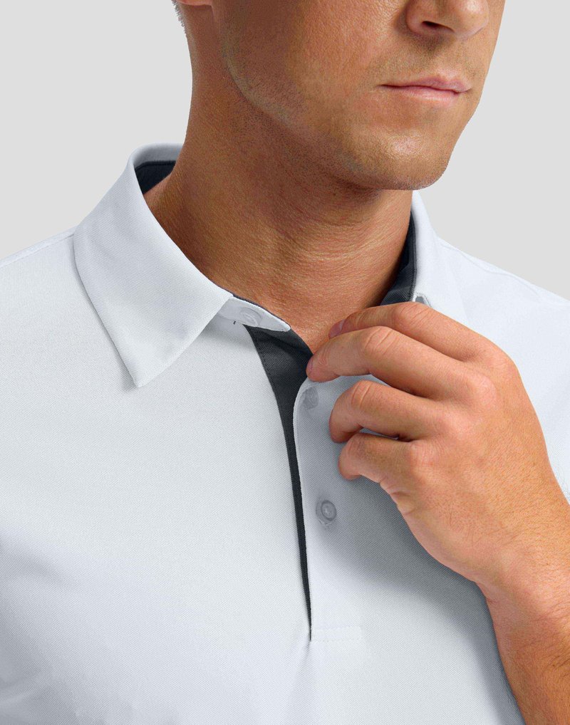 Men's Golf Shirts Dry Fit Moisture Wicking Performance Short Sleeve Collared Polo Shirts for Casual Tennis Bussiness (White, XL)