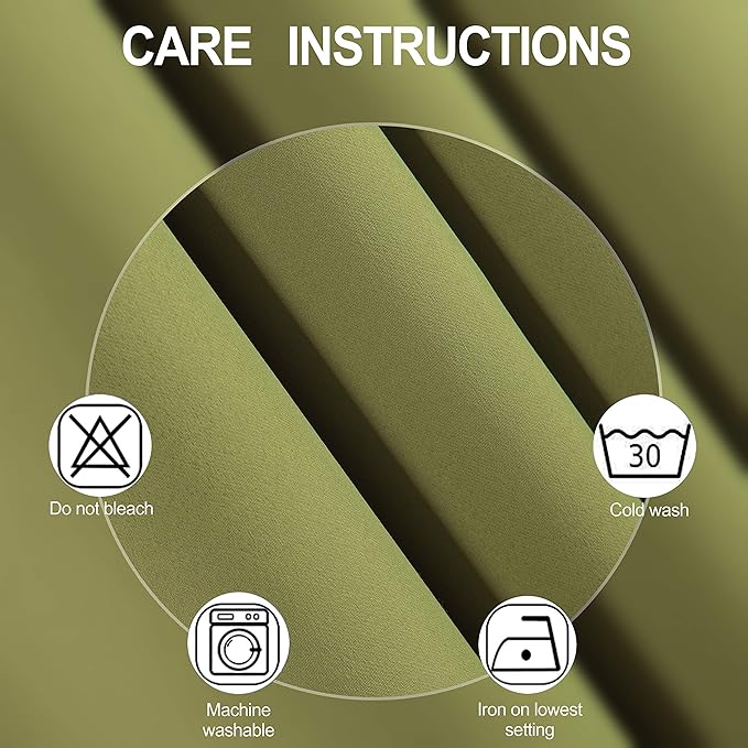 LEMOMO Blackout Curtains 52 x 45 inch/Olive Green Curtains Set of 2