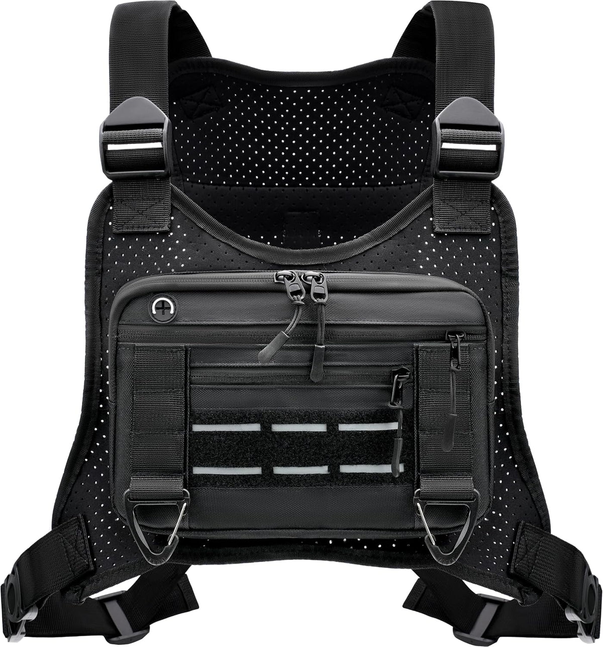 Sports Chest Bag for Men, Lightweight Water-Resistant Running Chest Pack for Workouts, Cycling, Phone Holder & Extra Storage (Black – Breathable Design)