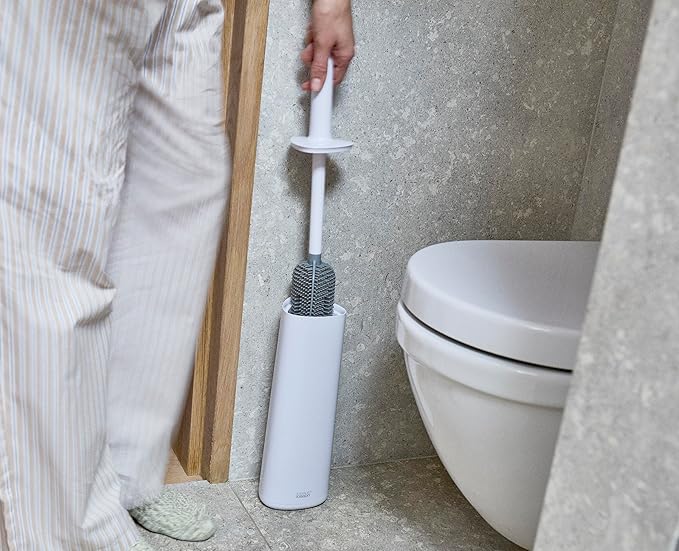 Joseph Joseph Flex 360 Silicone Toilet Brush & Holder, 360 Clean, Anti-Drip, Replaceable Head, White