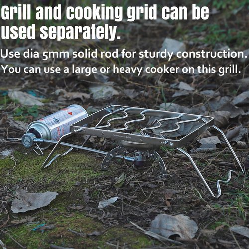 CAMPINGMOON Folding Campfire Grill with Cooking Grid Grate 9.5"x7.9" 304 Stainless Steel Camping Grill MS-1012-SW