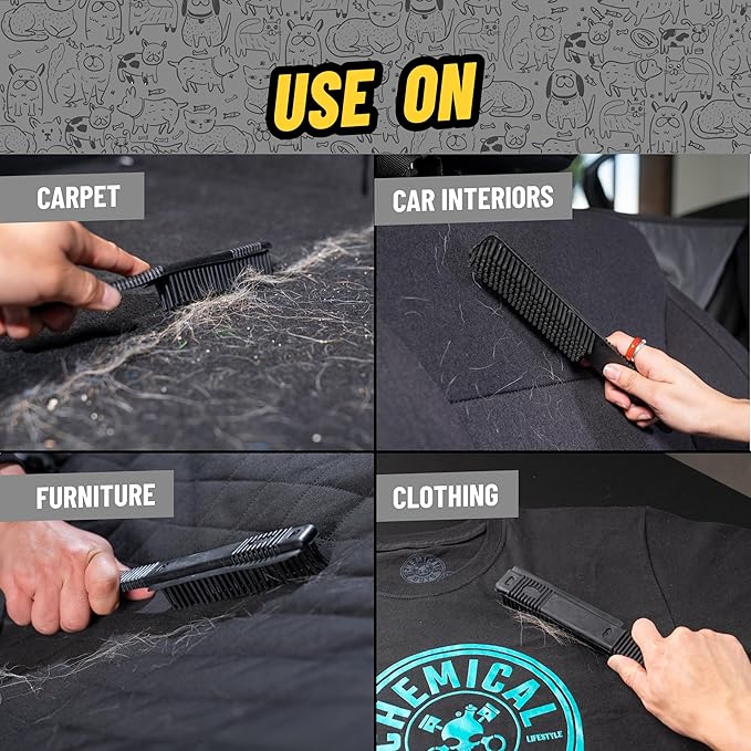 Chemical Guys Professional Rubber Pet Hair Removal Brush ?€? Multi Surface Detailing & Pet Hair Removal Tool for Cars, Trucks, SUVs, RVs & Home ?€? Removes Lint and Debris from Upholstery and Carpet