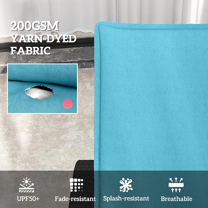 Outsunny Outdoor Lounge Chair Cushion Set of 2, UPF50+ 200gsm Fabric and 25D High-Density Foam, Foldable Patio Chaise Lounge Cushion Set, Fade Resistant for Lawn Pool, 76" x 23", Light Blue