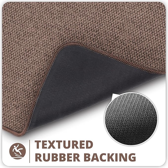 Bath Mat,Ultra Thin Bathroom Runner Rugs,Large Bath Mats for Bathroom,Quick Dry,Non-Slip,Machine Washable,Low Pile,Bath Rug,Shower Outside,Sink,Home Decor Accessories.Brown,2'x6'(24x72inch)
