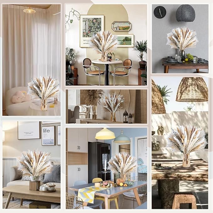 Boho Decor Bouquet - Pampas Grass and Eucalyptus Flowers Decor kit Mix Dried Flower Arrangement Home Table Rustic Farmhouse Bedroom Decor