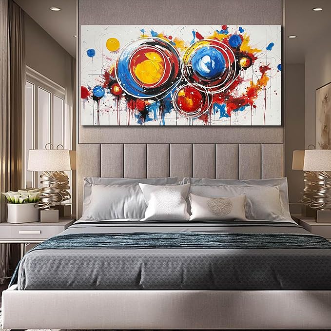 Colorful Artwork for Wall Paintings - Hand Painted Abstract Wall Art for Bedroom Home Office Decor Size 29" x 59"