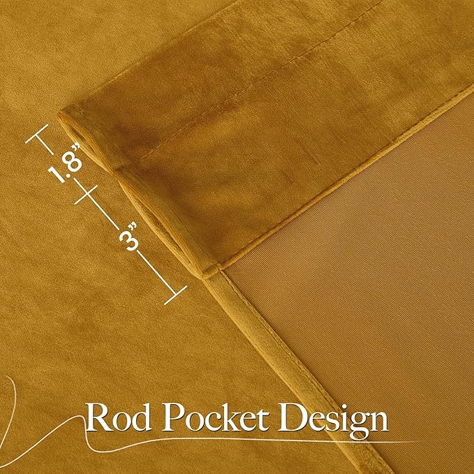 NICETOWN Mustard Gold Velvet Curtains Long Drapes, Living Room Office Luxury