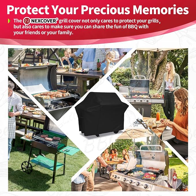 NEXCOVER 64 Inch Grill Cover - 600D Heavy Duty Waterproof and Weather Resistant BBQ Cover for Weber, Char Broil, Nexgrill, Brinkmann, Holland - Fade Resistant, Black