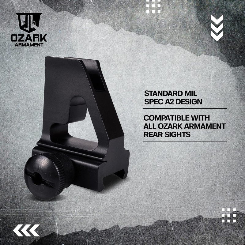 OZARK ARMAMENT A2 Front Sight - Gas Block Height Fixed Iron Sights - All Metal Rifle Sights - Gun Sights Designed to Mount on Picatinny Iron Sight Rail