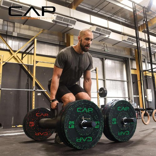 CAP 2-inch Olympic Bumper Plate Weight Set | 100-370 lbs | Multiple Colors | Storage Rack Optional