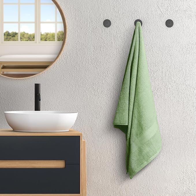 Avalon Towels Luxury 8 Piece Towels Set, 2 Bath Towels, 2 Hand Towels and 4 Washcloths, 600 GSM 100% Ring Spun Cotton Highly Absorbent Bathroom Towel Set, Ideal for Hotel, Spa and Gym (Sage Green)