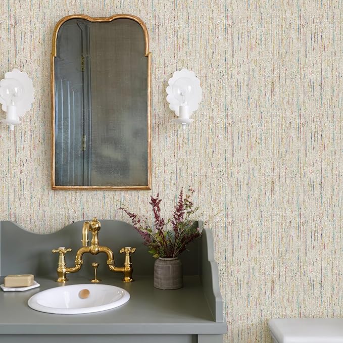 JiffDiff Woven Wallpaper Peel and Stick 17.3" x 1200" Colorful Paint Grasscloth
