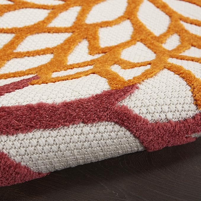 Nourison Aloha Indoor/Outdoor Red Multi Colored 2'3" x 10' Area Rug, Tropical, Botanical, Easy Cleaning, Non Shedding, Bed Room, Living Room, Dining Room, Deck, Backyard, Patio (2x10)