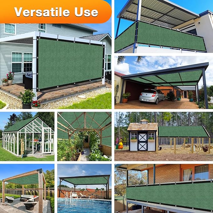Artpuch Outdoor Pergola Shade Cover 5' X 10' Sun Shade Cloth with Grommets, 90% UV Protection Canopy Patio Privacy Screen (Customized Available) GN107, Green