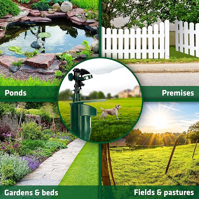 GARDIGO® Water Jet Animal Repellent | Bird Repellent, Heron Repellent, Cat Repellent Garden | Motion Activated Sprinkler | Up to 33ft Range | Pigeon Deterrent Heron Scarer | Batteries Included