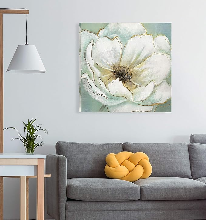 Wexford Home Soft Teal Splendor Gallery Wrapped Canvas Wall Art, 24x24,