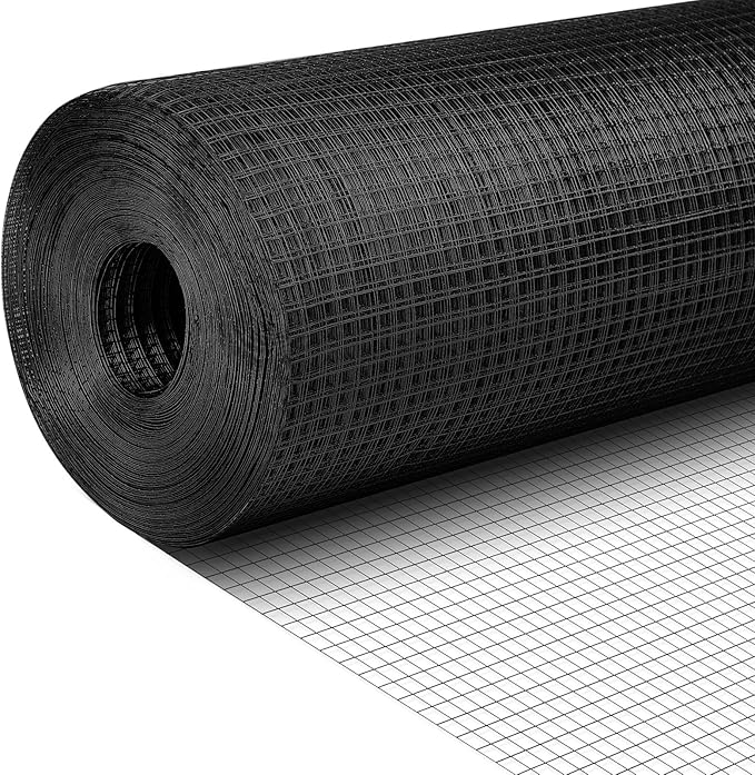 Tatuo Hardware Cloth 1/2 Inch 24 in x 200 ft Hot Dip Galvanized After Welded Cage Mesh Rolls 21 Gauge Metal Chicken Wire Roll Wire Fencing Poultry Netting for Raised Garden Rodent Animals(Black)