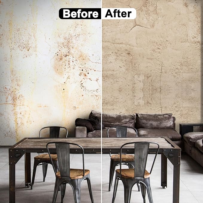 WADILE Beige Concrete Wallpaper 15.7 in * 354 in, Cement Contact Paper 3D Matte