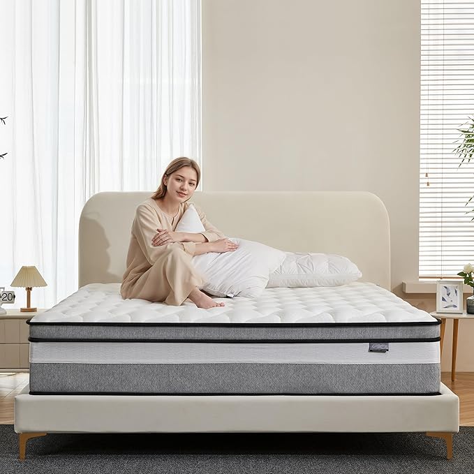 King Mattress, 14 Inch King Size mattresses | Medium Firm - Cooling Gel Memory Foam & Zoned Pocket Coils for Pressure Relief, Spinal Alignment & Extra Lumbar Support | Motion Isolation |