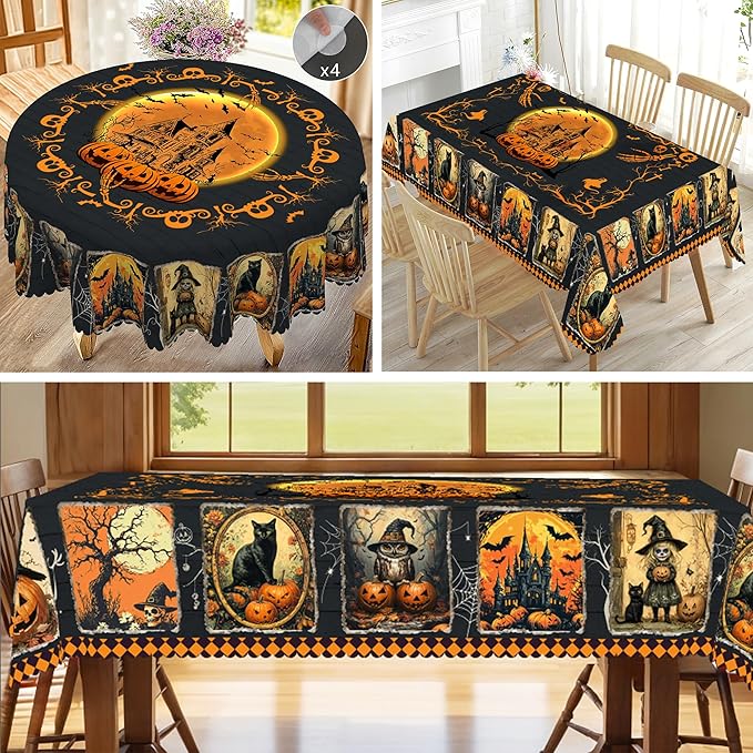 Eikione Rectangular Tablecloth 140x180inch, Halloween Grimace Tablecloth Waterproof and Wrinkle-Free, Table Covers, Summer Decorations for Home Dining
