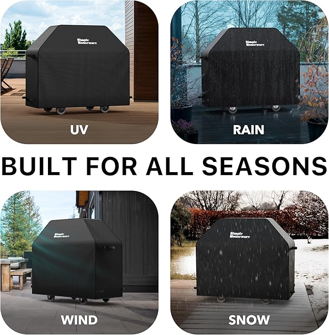 Simple Houseware 58 in. Heavy-Duty BBQ Gas Grill Cover, 600D Polyester Waterproof, Weather-Resistant