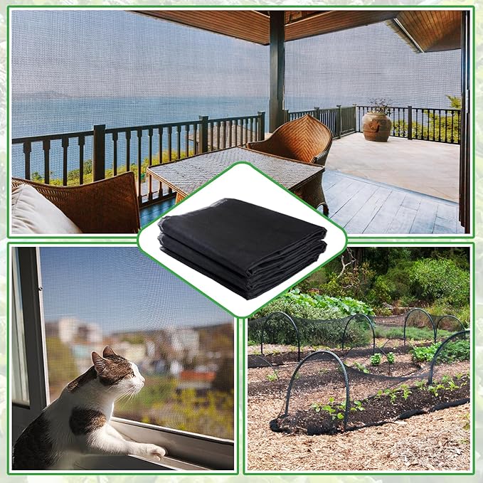 ANPHSIN Stronger Garden Mesh Netting - 10 x 20 ft PP Nanocomposite Bird Net Barrier, Mosquito Netting Screen for Outdoor Plants Vegetables Patios Balconies Terraces, Shading Rate 33% (Black)