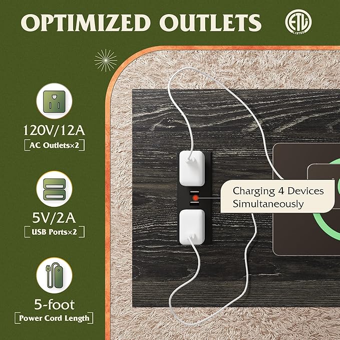 WLIVE Narrow Black End Table with Charging Station of Open Storage Shelf, Sofa Side Table with 2 USB Ports and 2 Power Outlets, Slim Farmhouse End Table for Small Spaces, 11.8" D x 23.6" W x 23.74" H